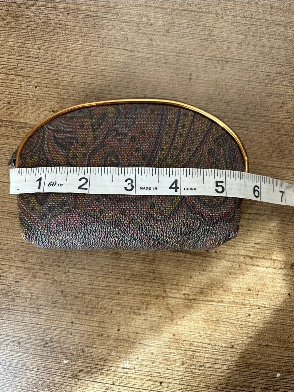 Vintage Matryoshka Paisley Print Vinyl W/ Golden Piping Accents Travel Pouch Set